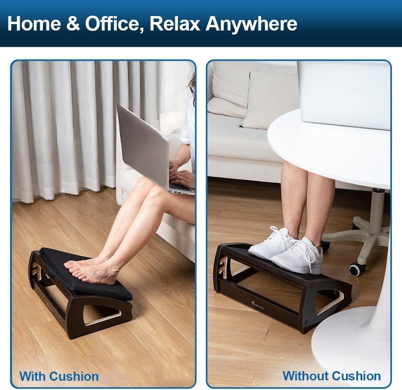 StrongTek مسند قدم خشبي مريح - مسند قدم قابل للتعديل بزاوية 4 لمكتبك، مسند قدم مكتبي، قاعدة قدم غير قابلة للانزلاق تحت المكتب، يعزز الوضعية، يعزز الدورة الدموية، سهل التجميع (إسبريسو) - Image 4